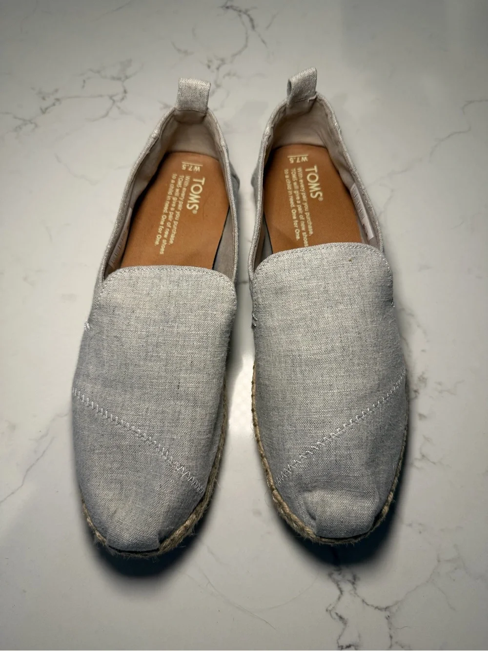 TOMS Women’s Canvas Espadrille Slip-On - Light Gray/Blue